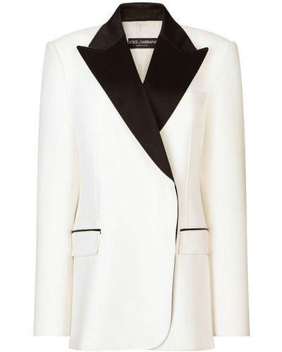 Dolce & Gabbana ピークドラペル シングルジャケット - ホワイト