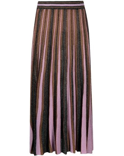 Zimmermann Metallic-threading Pleated Skirt - Brown