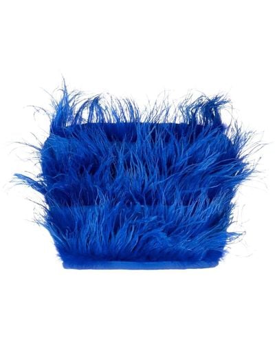 Patrizia Pepe Feather-detailing Cropped Top - Blue