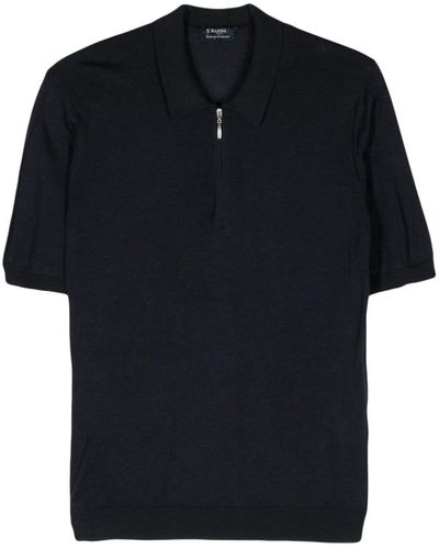 Barba Napoli Fine-knit Silk Polo Shirt - Black