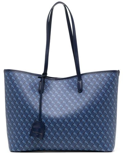 Tammy & Benjamin Monogram-pattern Leather Tote Bag - Blue