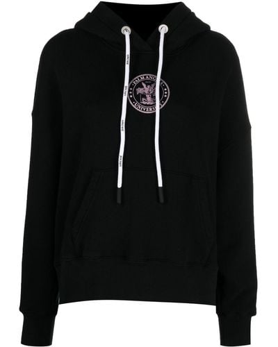 Palm Angels Curved Logo Hoody in Black