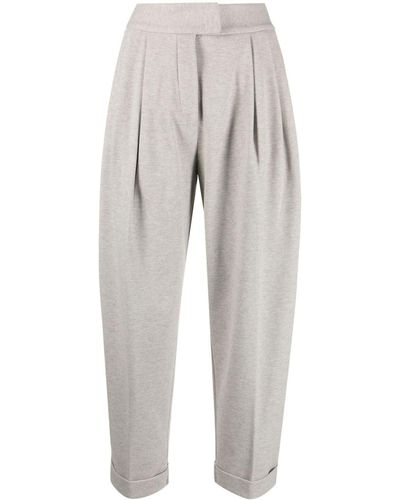 Moorer Ruth-cms Pleat-detail Trousers - Grey