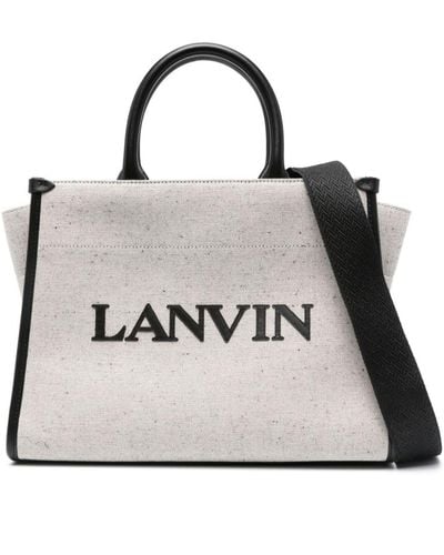 Lanvin Borsa tote con logo goffrato - Bianco