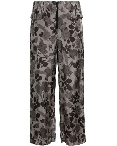 Bimba Y Lola Floral-print Cropped Trousers - Grey