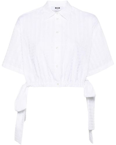 MSGM シアサッカー クロップドシャツ - ホワイト
