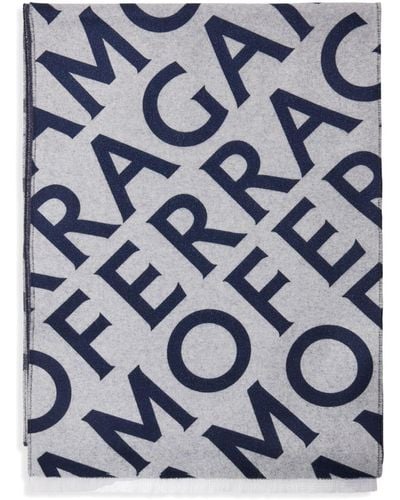 Ferragamo Schal mit Logo-Print - Blau