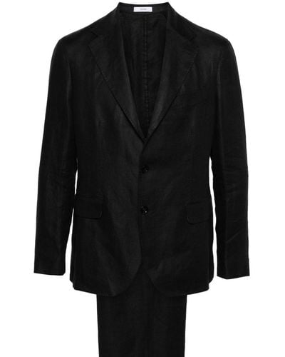 Boglioli Single Breasted Linen Suit - Black