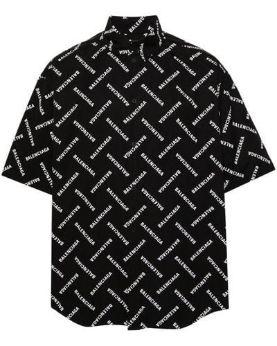 Balenciaga Camisa con logo estampado - Negro