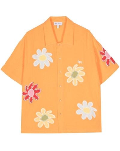 Mira Mikati Chemise en coton à fleurs brodées - Orange