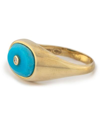 Pascale Monvoisin 9kt Yellow Gold Orso Turquoise And Diamond Signet Ring - Blue