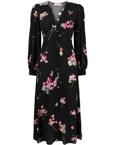 Twin Set Floral-print Midi Dress - Black