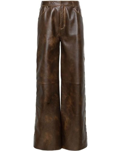 Arma Nisida Wide-leg Leather Trousers - Brown