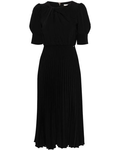 Nissa Pleated Crepe Midi Dress - Black