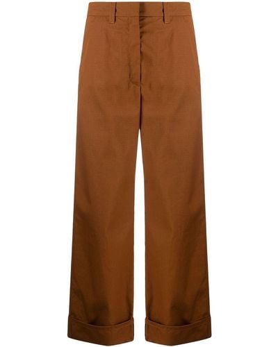 KENZO Wide-leg Cotton Pants - Brown