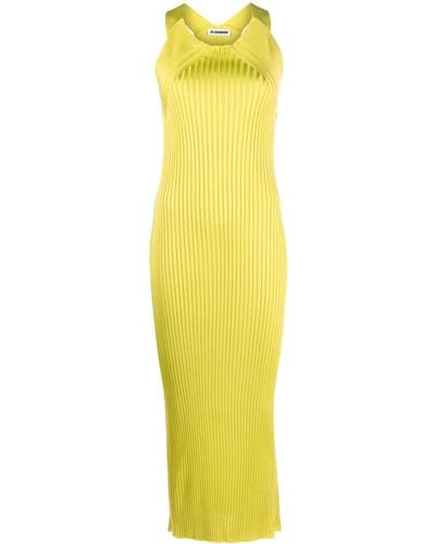 Jil Sander Sleeveless Ribbed Maxi Dress - Yellow