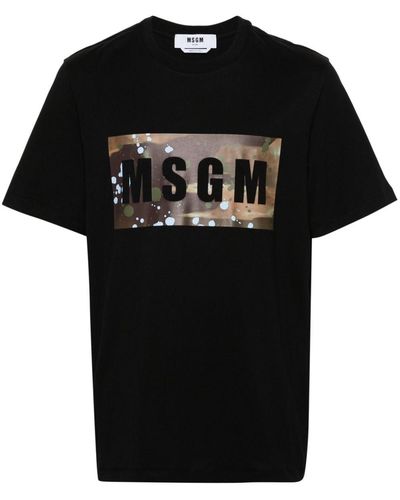 MSGM Logo-print Cotton T-shirt - Black