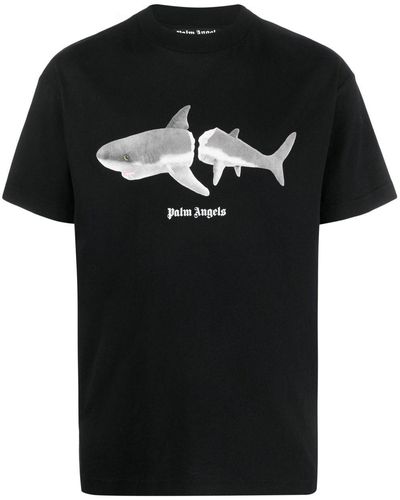 Palm Angels Camiseta Shark - Negro