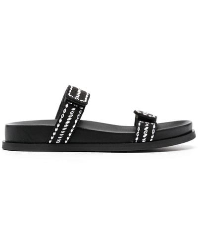 Emporio Armani Two-tone Touch-strap Sandals - Black