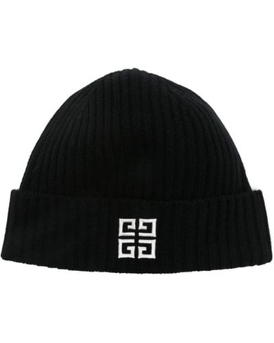 Givenchy 4g-embroidered Ribbed Beanie - Black