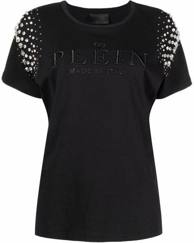 Philipp Plein Crystal Iconic Cotton T-shirt - Black