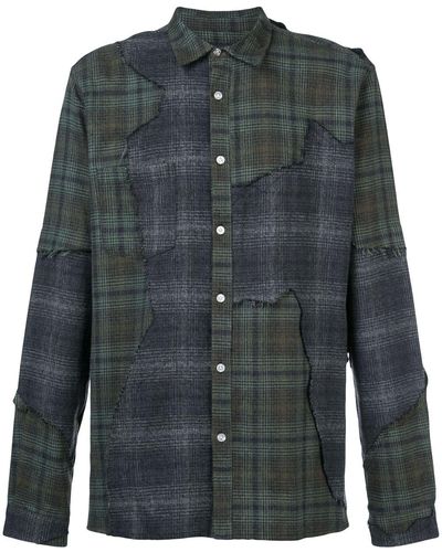 Mostly Heard Rarely Seen Distressed Plaid Shirt - Green