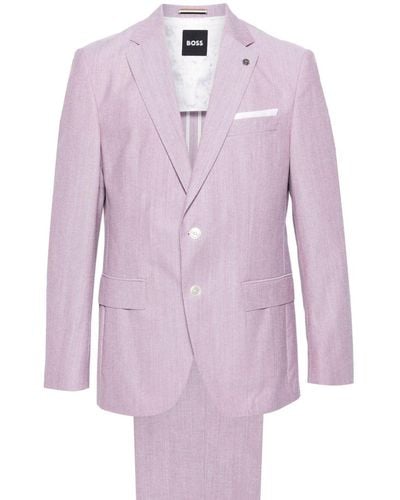 BOSS Brooch-detail Single-breasted Suit - Purple