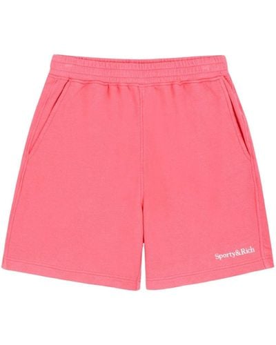 Sporty & Rich Logo-embroidered Gym Shorts - Pink