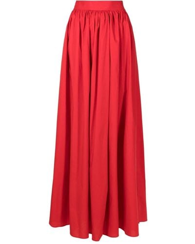 Adriana Degreas High-waisted Pleated Maxi Skirt - Red