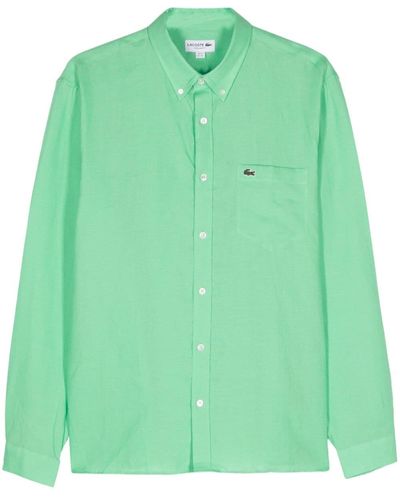 Lacoste Logo-patch Linen Shirt - Green