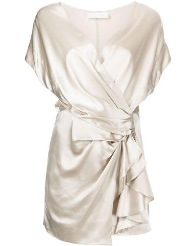 Michelle Mason Vestido corto con detalle drapeado - Metálico