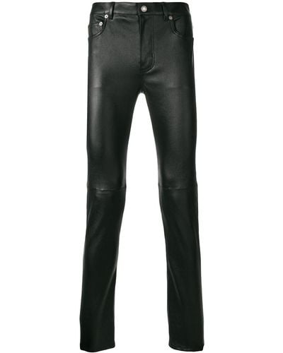 Saint Laurent Skinny Leather Pants - Men's - Lamb Skin/cotton/spandex/elastane - Gray