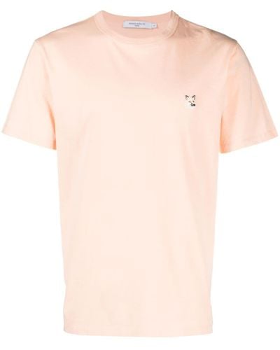 Maison Kitsuné T-shirt Met Logopatch - Roze