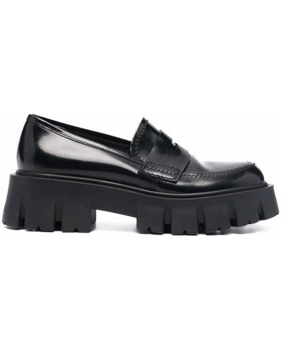 Premiata Chunky Sole Leather Loafers - Black
