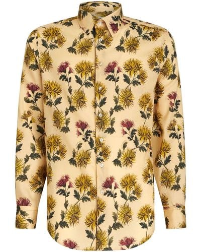 Etro Overhemd Met Botanische Print - Metallic