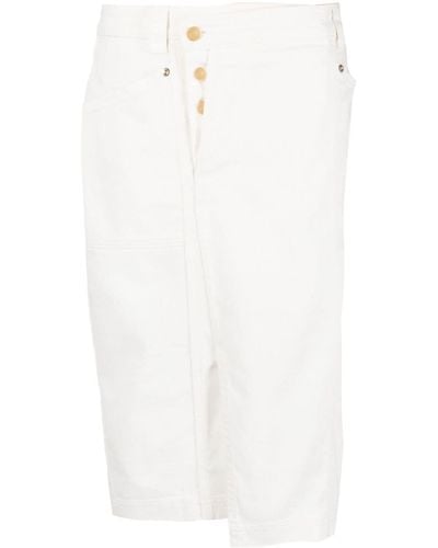 Tom Ford Deconstructed Denim Midi Skirt - White
