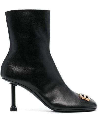 Balenciaga Groupie Bootie 80mm Leather Boots - Black