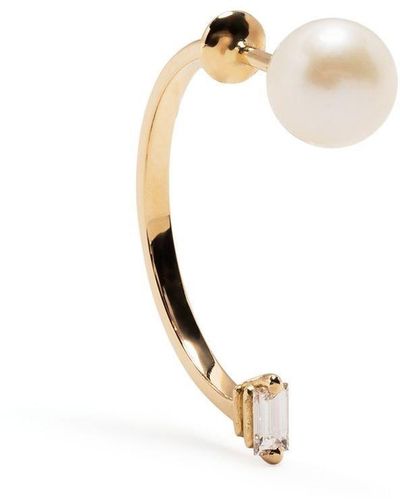 Delfina Delettrez 18kt Yellow Gold Dots Pearl And Diamond Single Earring - White