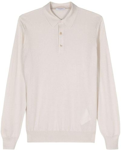 Boglioli Fine-knit Polo Shirt - White