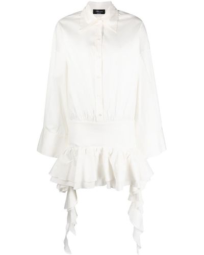 Blumarine Ruffled Shirt Dress - White