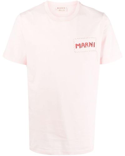 Marni T-shirt en coton à logo imprimé - Rose