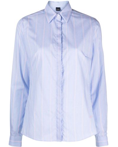 Fay Camisa a rayas con manga larga - Azul