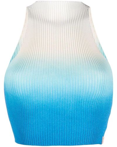 Ssheena Ombré-effect Ribbed Knit Top - Blue