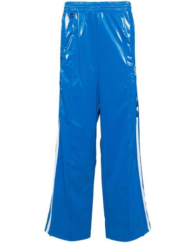 Doublet Laminate Track Embroidered Track Pants - Blue