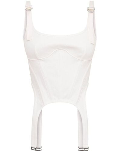 Dion Lee Ribbed Organic Cotton Corset Top - White