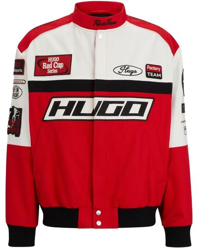 HUGO Racing-Jacke mit Logo-Print - Rot