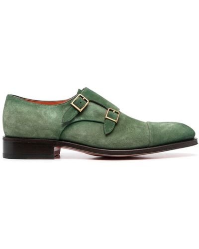 Santoni Suede Double-buckle Shoes - Green