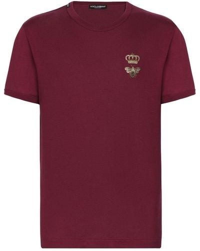 Dolce & Gabbana T-Shirt mit Stickerei - Rot