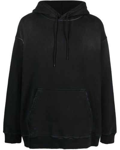 MSGM Faded-effect Cotton Hoodie - Black