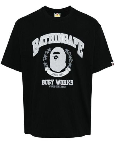 A Bathing Ape Katoenen T-shirt Met Logoprint - Zwart